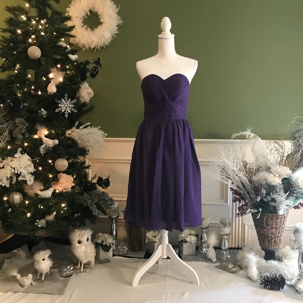 Short Chiffon strapless Cocktail party prom bridesmaid dress